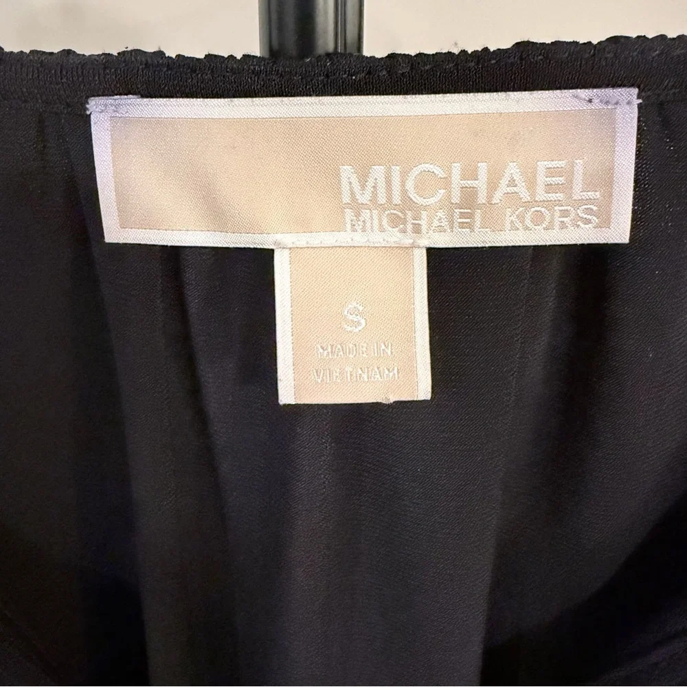 Michael Kors Black Dress S Elegant Sleek Chic Gold Chain Mobwife Lightweight